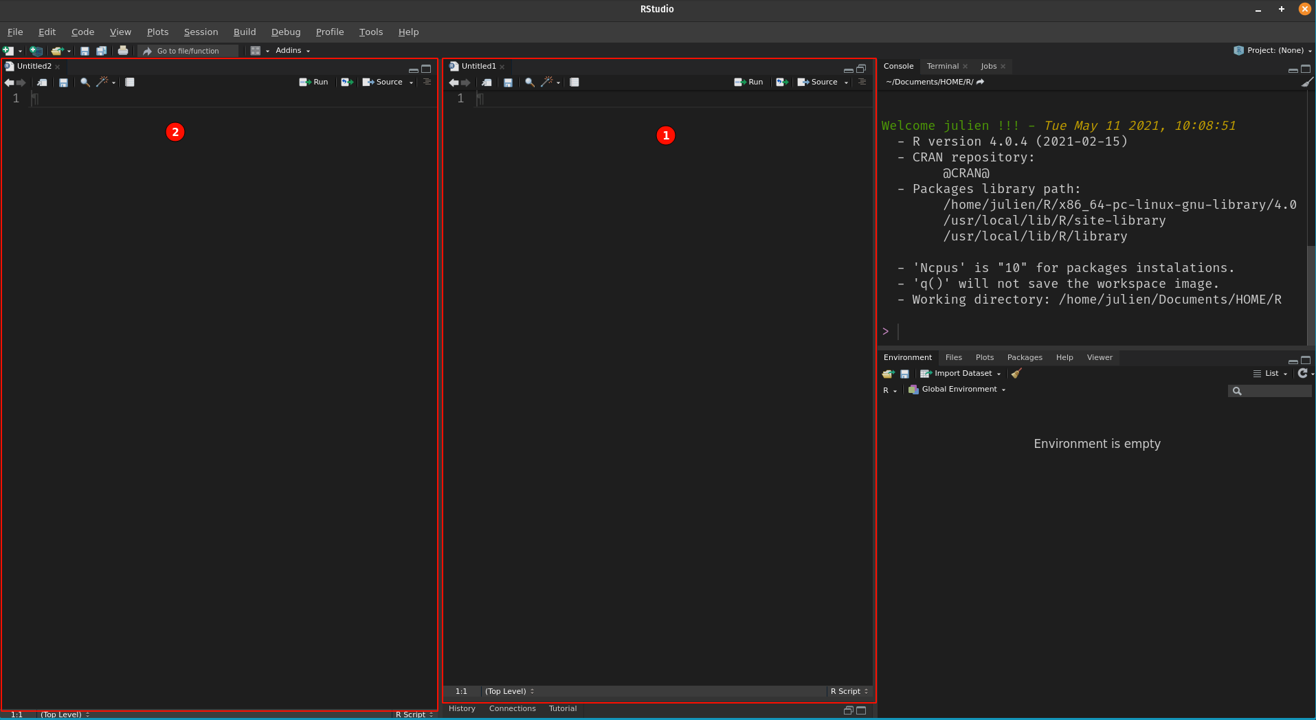 Layout with two source columns. 2 files can be opened side by side.