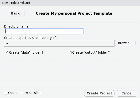 A custom New Project Wizard